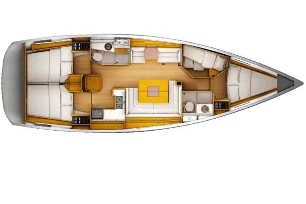 Exterior view of Classic, a Jeanneau Sun Odyssey 439 sailboat at Fethiye, Turkey