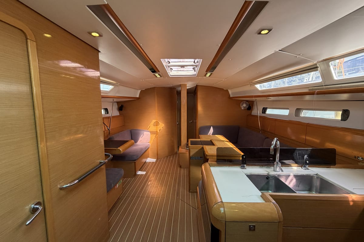 Salon of Classic, a Jeanneau Sun Odyssey 439 sailboat at Fethiye, Turkey
