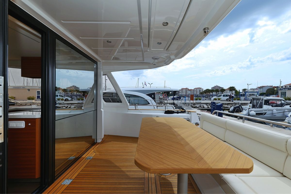 Deck of Red Hot, a Greenline 48 Fly yacht at Grad Biograd na Moru, Croatia