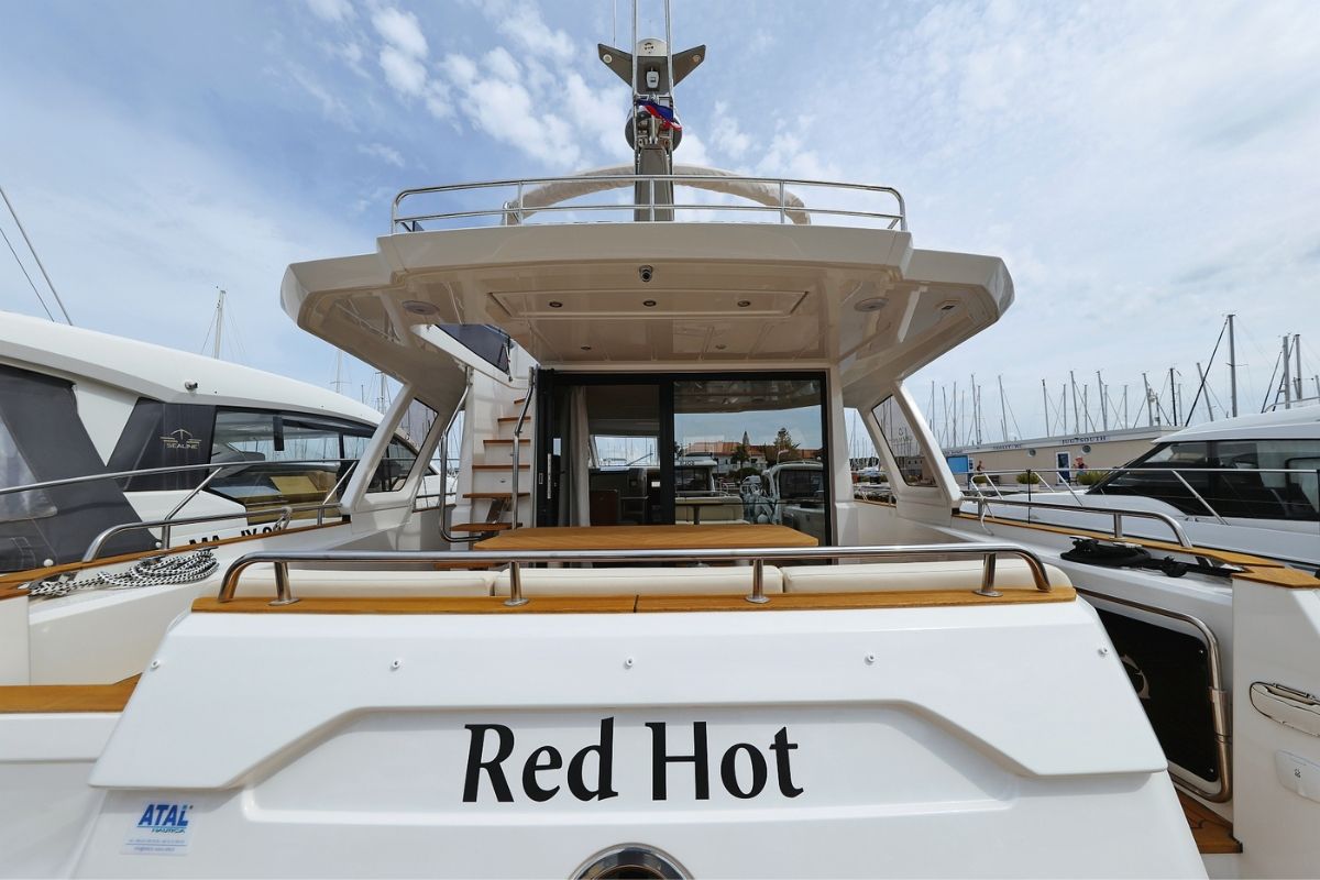 Deck of Red Hot, a Greenline 48 Fly yacht at Grad Biograd na Moru, Croatia