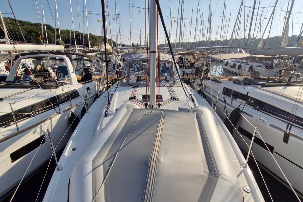 Deck of Agios, a Beneteau Oceanis 37.1 sailboat at Grad Pula, Croatia