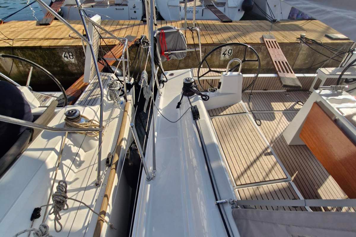 Deck of Agios, a Beneteau Oceanis 37.1 sailboat at Grad Pula, Croatia