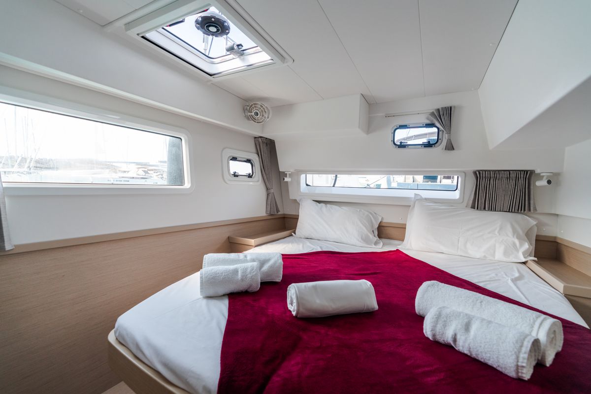 Cabin on Ferd - Premium line, a Lagoon 42 catamaran at Capo d'Orlando, Italy