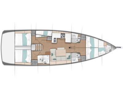 Floor plan of Achilleas, a Jeanneau Sun Odyssey 490 sailboat at Athens, Greece