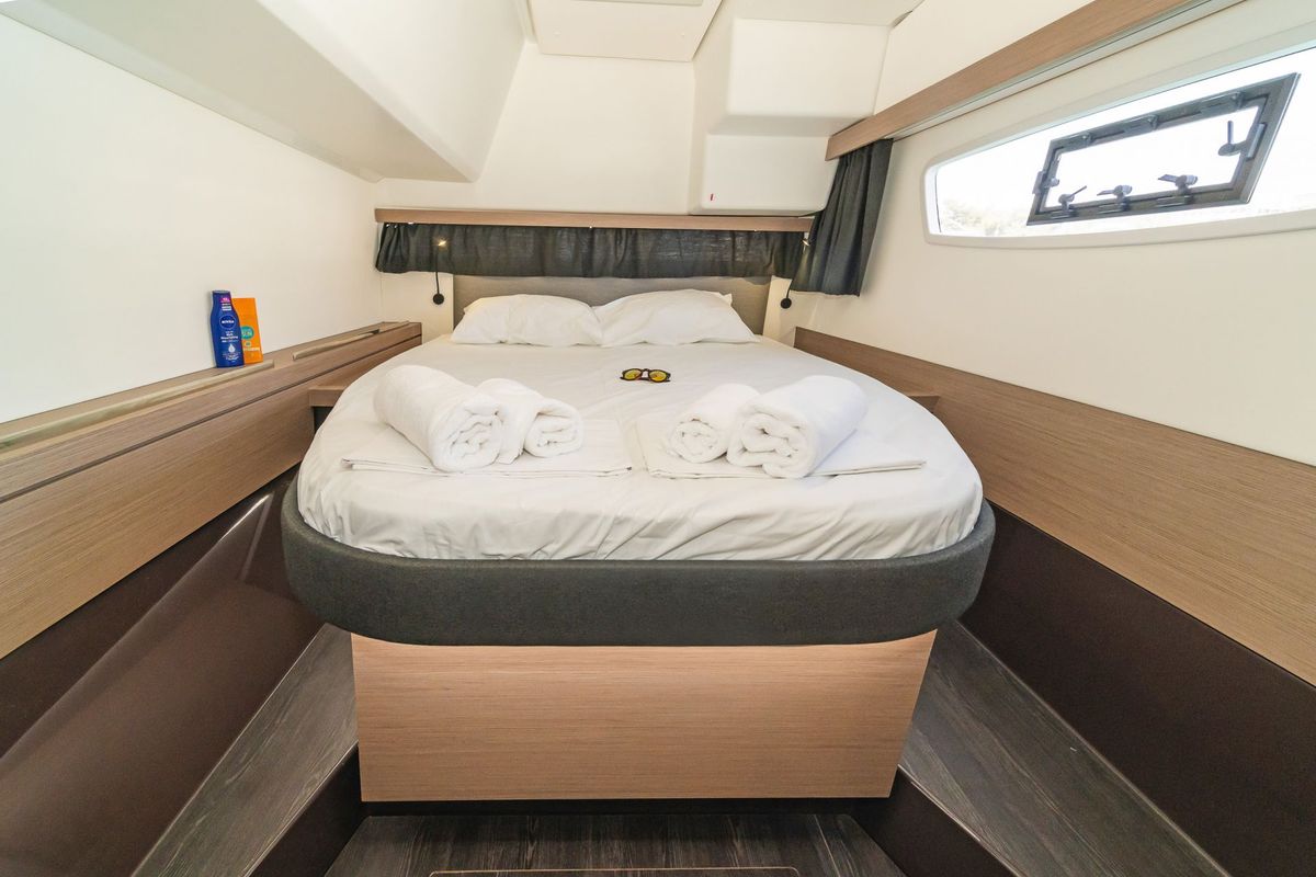 Cabin on Aifos, a Fountaine Pajot Isla 40 catamaran at Lavreotiki Municipal Unit, Greece