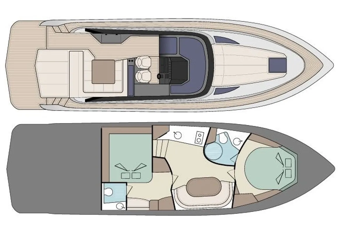 Floor plan of Premium, a Focus Motor Yachts Focus Power 44 motorboat at Općina Sukošan, Croatia