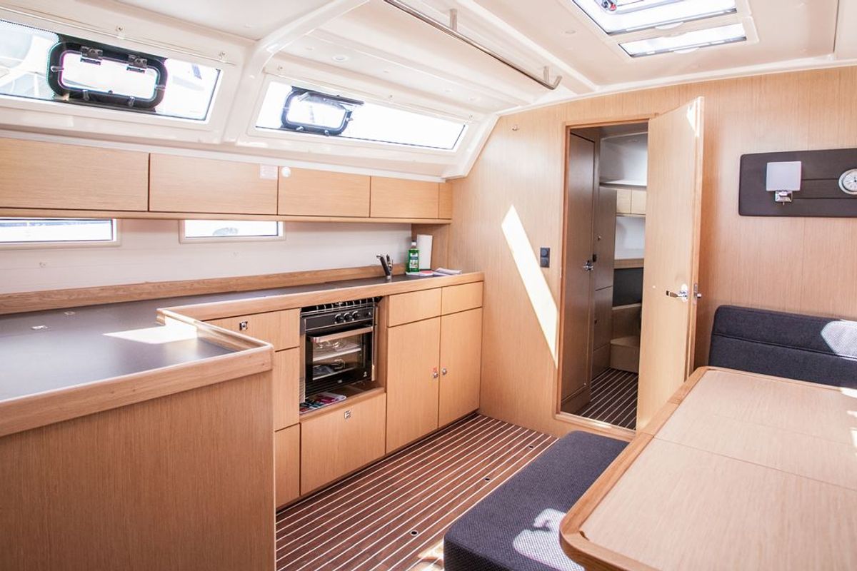 Galley of 'njoy, a Bavaria Cruiser 46 sailboat at Dubrovnik, Croatia