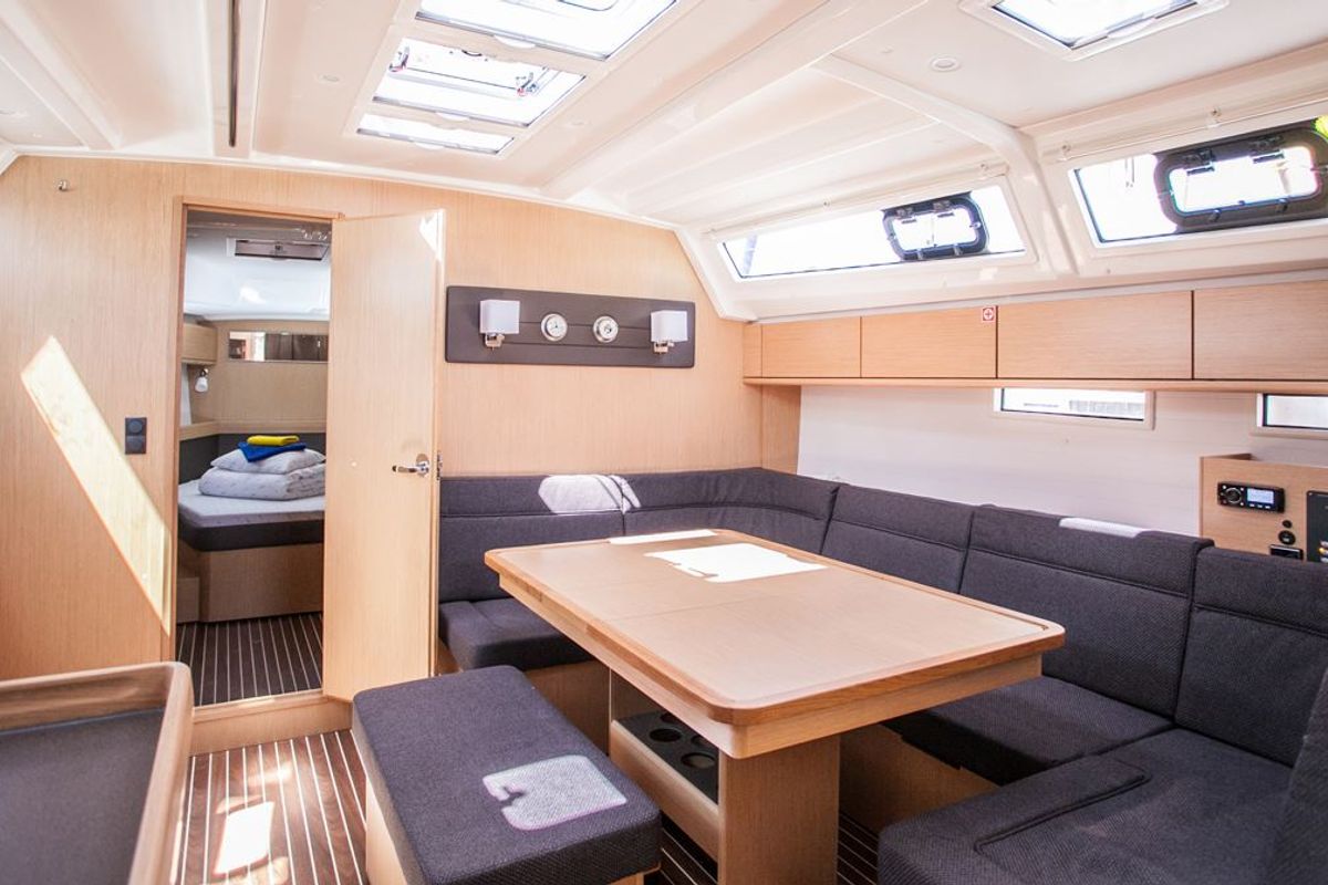 Salon of 'njoy, a Bavaria Cruiser 46 sailboat at Dubrovnik, Croatia