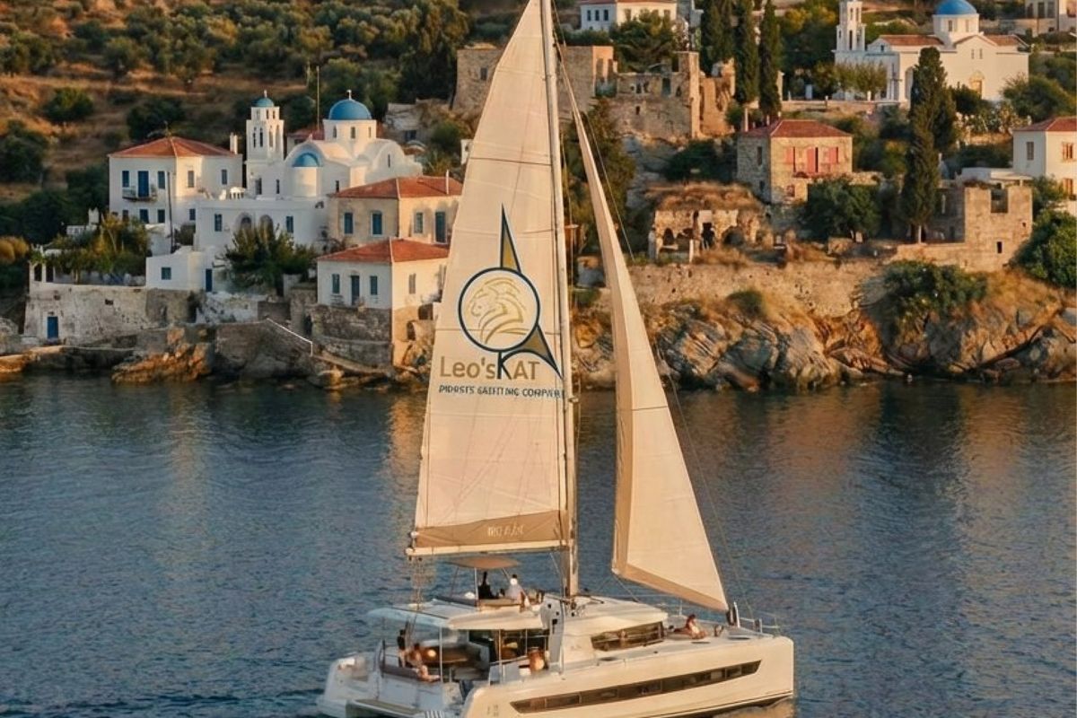 Exterior view of Leo's Kat, a Bali 4.2 catamaran at Municipal Unit of Lefkada, Greece