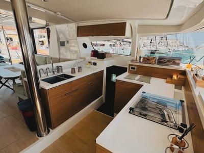 Galley of Leo's Kat, a Bali 4.2 catamaran at Municipal Unit of Lefkada, Greece