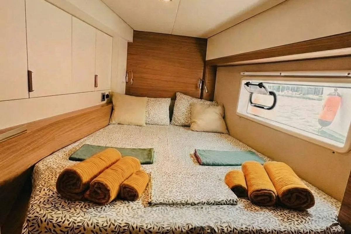 Cabin on Leo's Kat, a Bali 4.2 catamaran at Municipal Unit of Lefkada, Greece