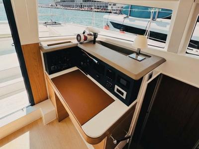 Cockpit of Leo's Kat, a Bali 4.2 catamaran at Municipal Unit of Lefkada, Greece
