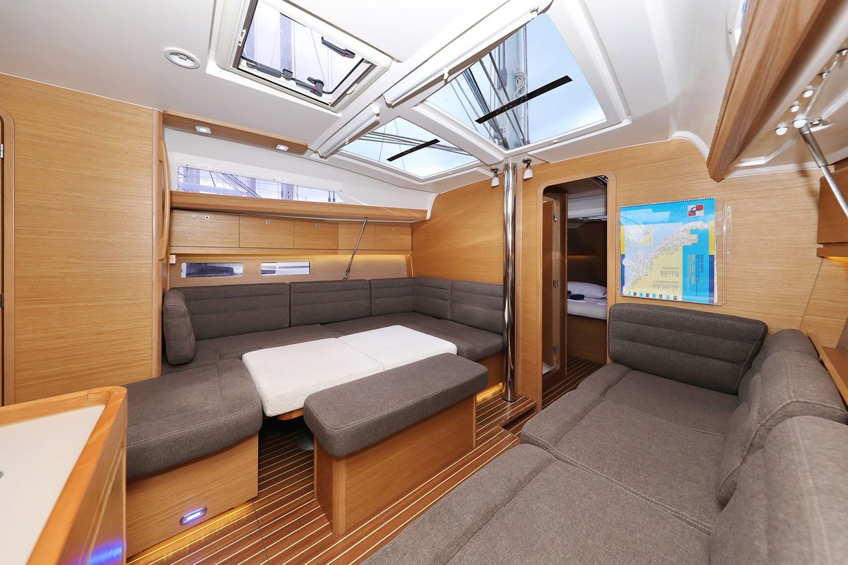 Salon of Black Pearl, a Dufour 412 GL sailboat at Grad Biograd na Moru, Croatia