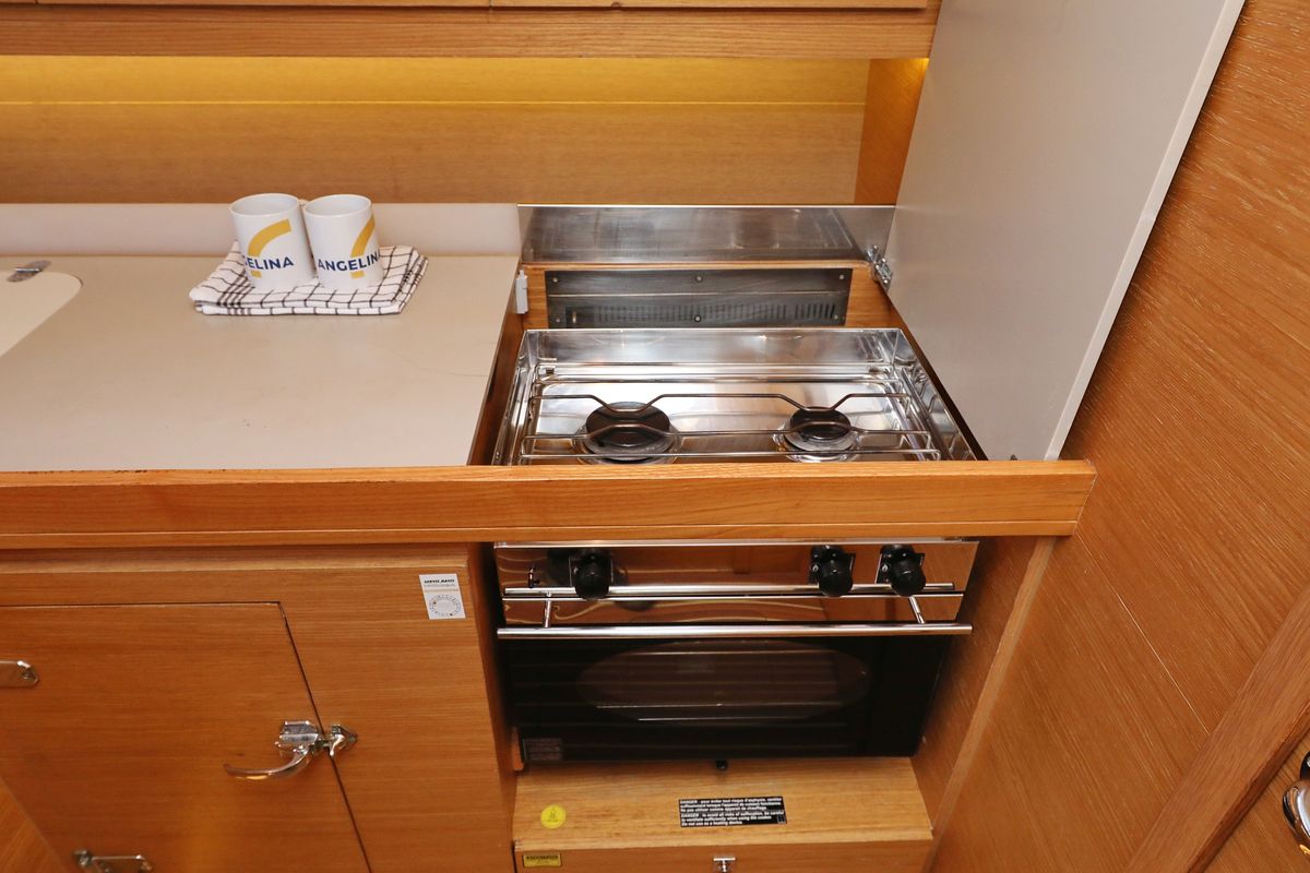 Galley of Black Pearl, a Dufour 412 GL sailboat at Grad Biograd na Moru, Croatia