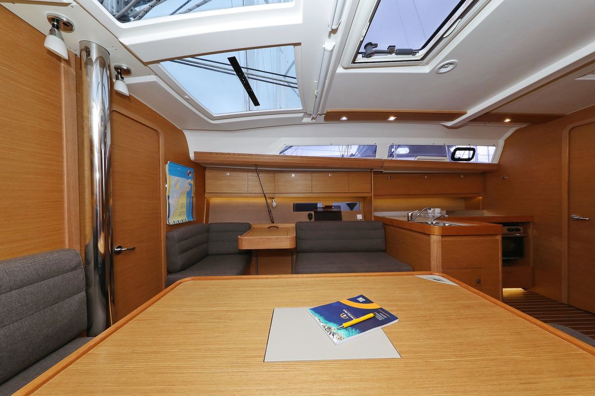 Salon of Black Pearl, a Dufour 412 GL sailboat at Grad Biograd na Moru, Croatia