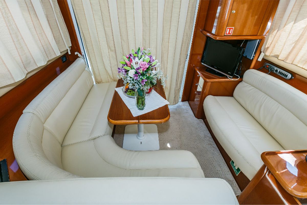 Salon of Dodo, a Prestige 36 Fly motorboat at Primošten, Croatia