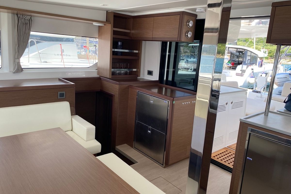 Galley of Rolling Stones, a Lagoon 46 catamaran at Salerno, Italy