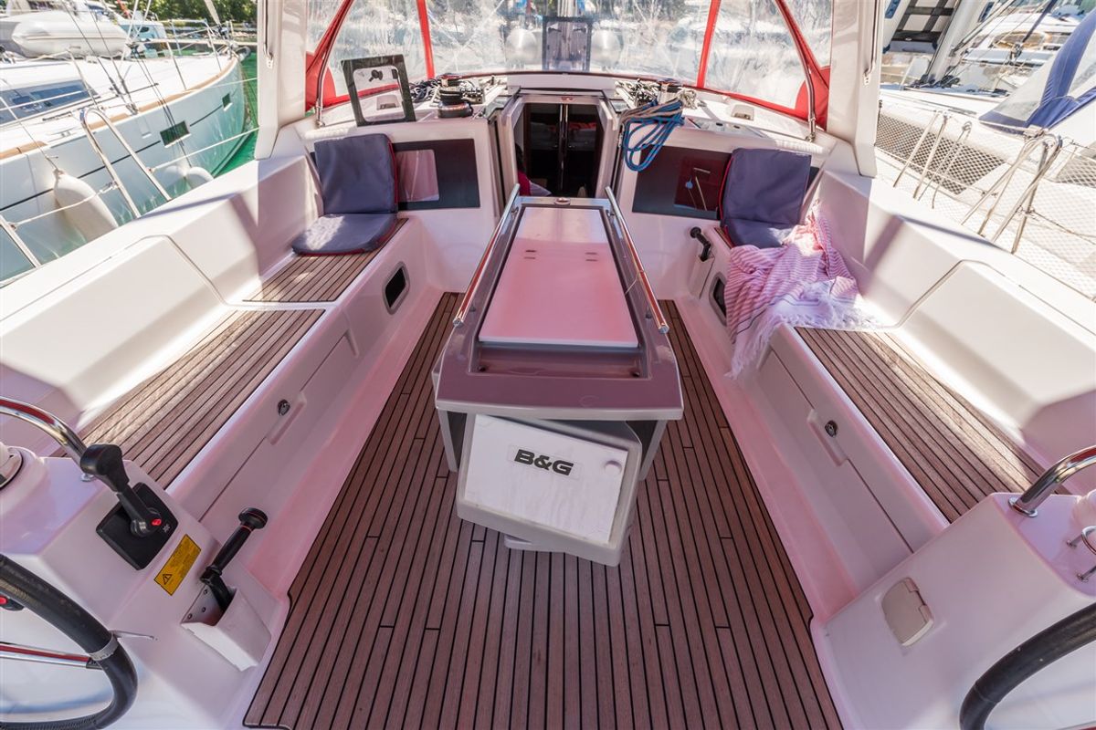 Deck of Ultra Dubrovnik, a Beneteau Oceanis 48 sailboat at Općina Medulin, Croatia
