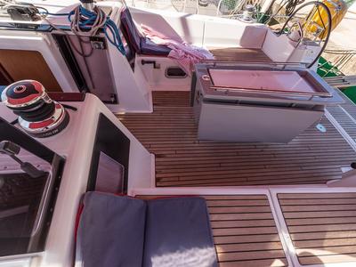 Cockpit of Ultra Dubrovnik, a Beneteau Oceanis 48 sailboat at Općina Medulin, Croatia