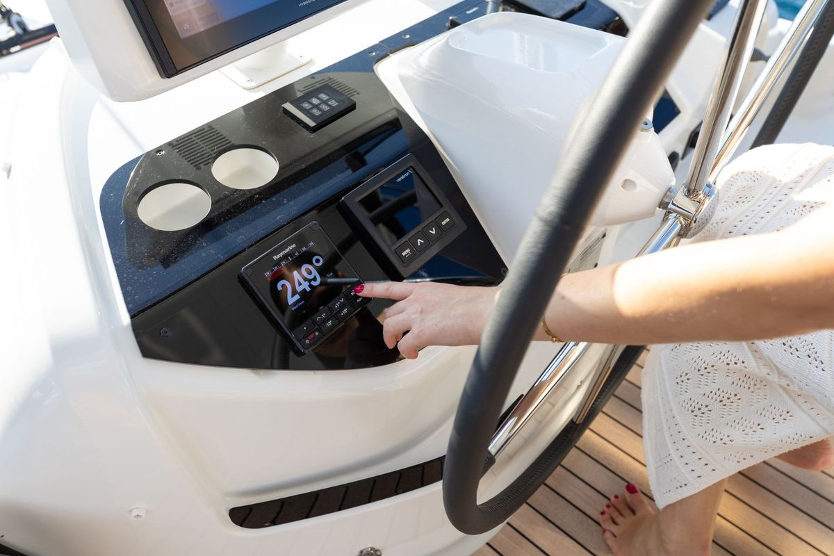 Cockpit of ARTISAN, a Lagoon 55 catamaran at Split, Croatia