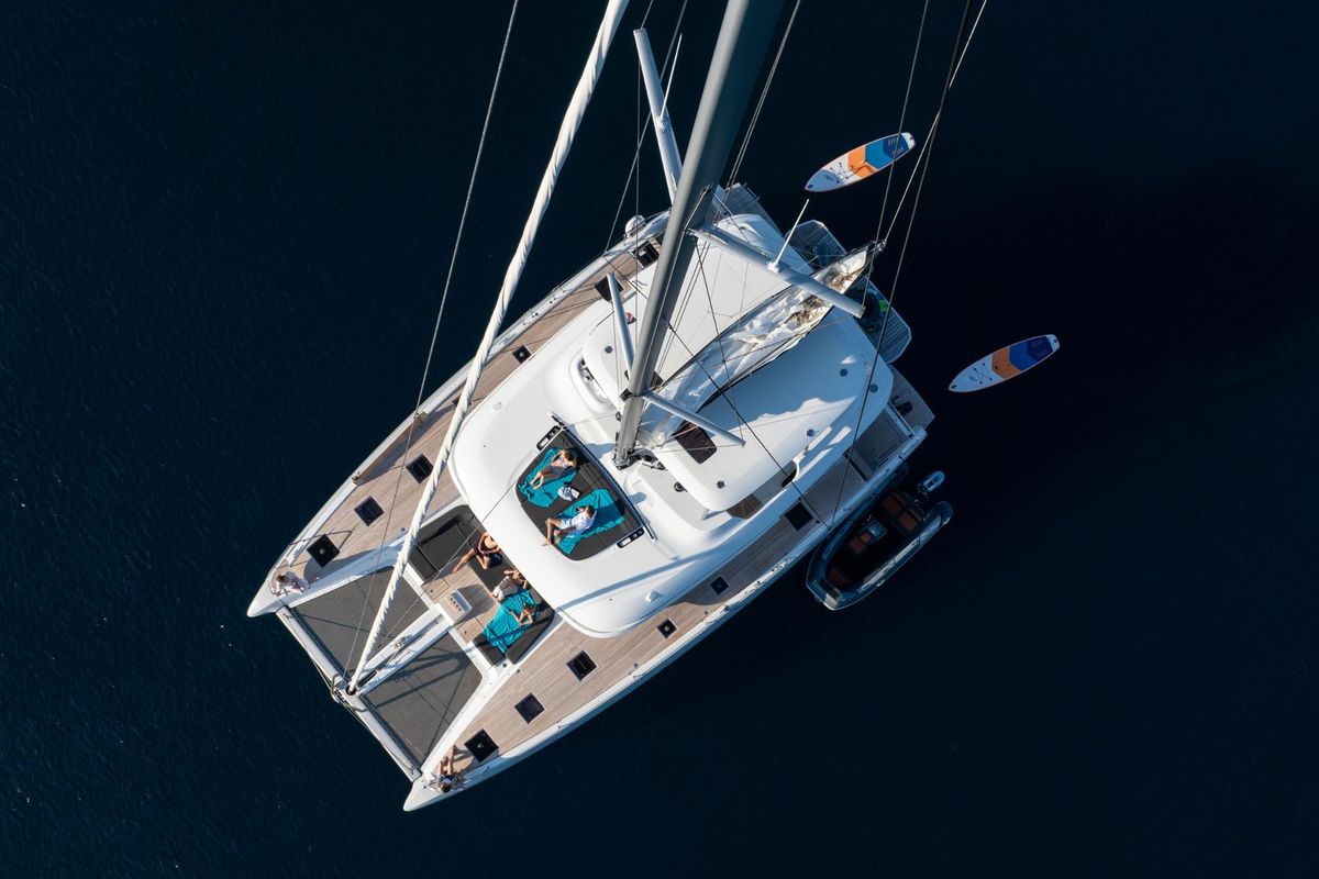 Exterior view of ARTISAN, a Lagoon 55 catamaran at Split, Croatia