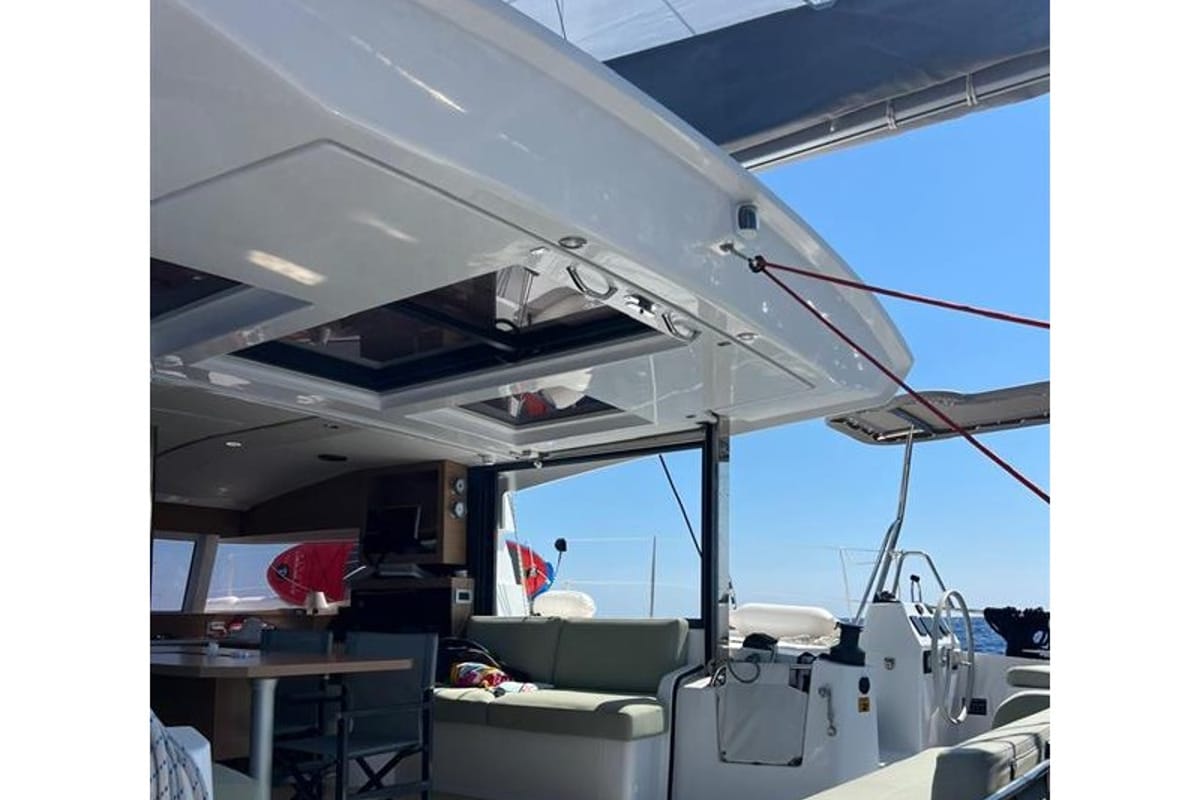 Deck of Filippos III, a Bali Catsmart catamaran at Zakynthos Municipal Unit, Greece