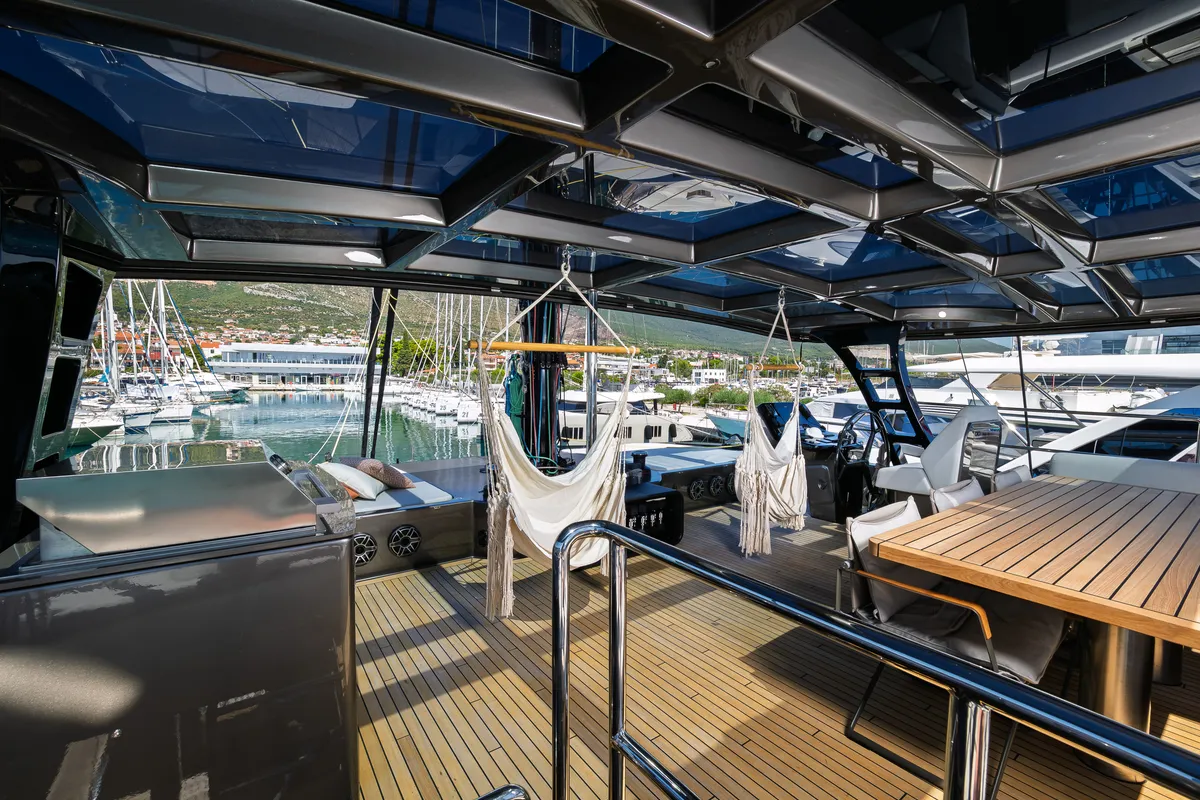Deck of Ahalya, a Sunreef Yachts Sunreef 60 catamaran at Grad Kaštela, Croatia