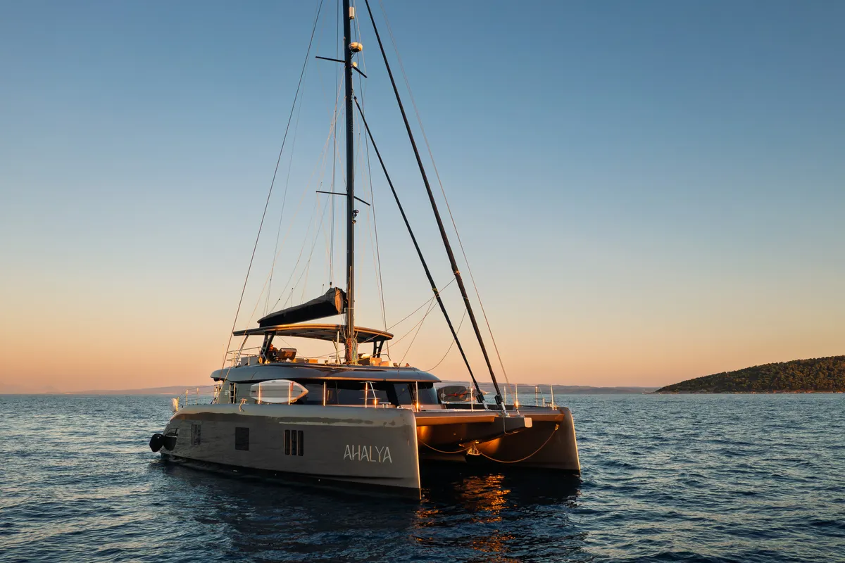 Exterior view of Ahalya, a Sunreef Yachts Sunreef 60 catamaran at Grad Kaštela, Croatia