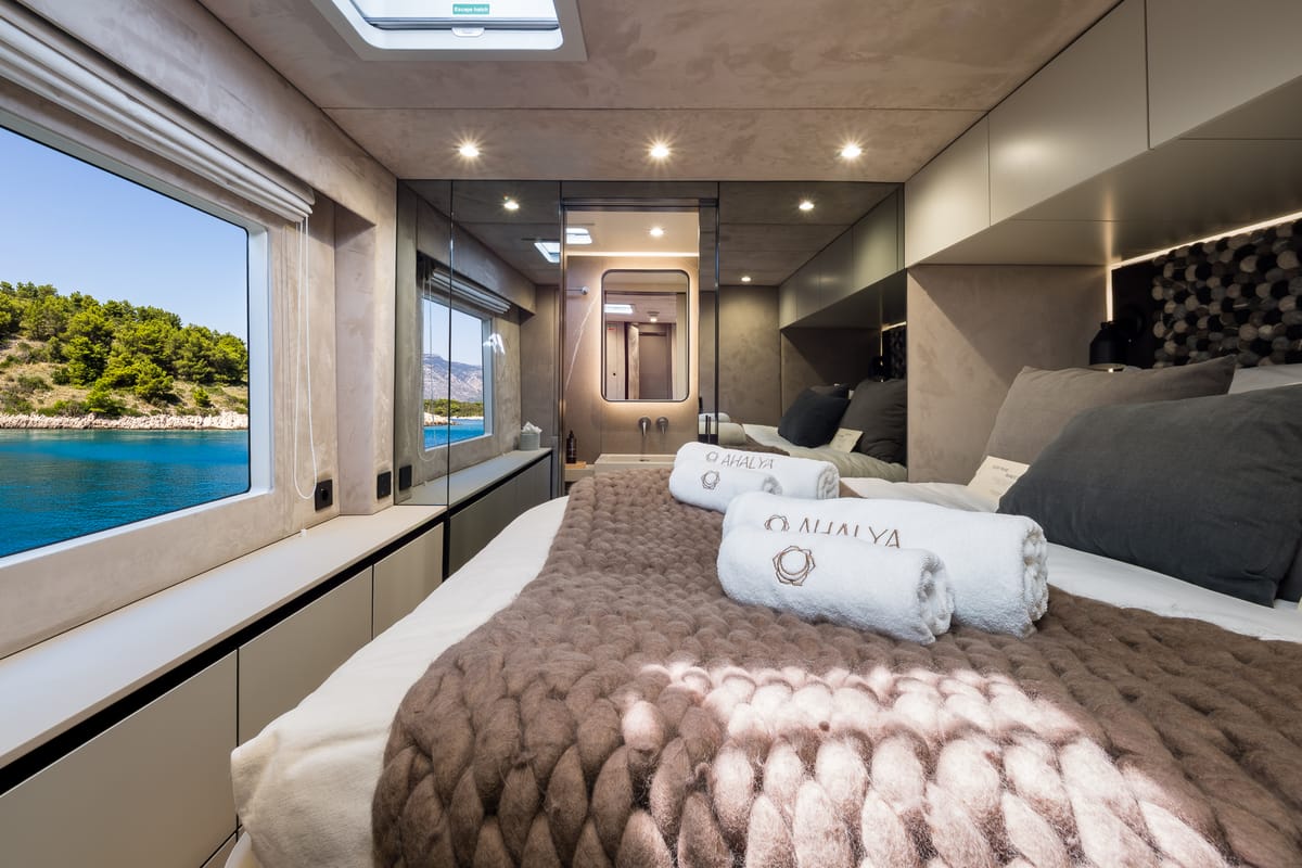 Cabin on Ahalya, a Sunreef Yachts Sunreef 60 catamaran at Grad Kaštela, Croatia