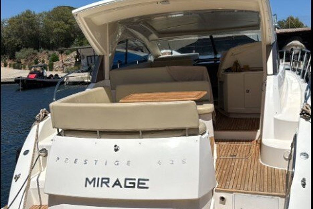 Mirage, a Prestige 42 motorboat at Pula, Italy