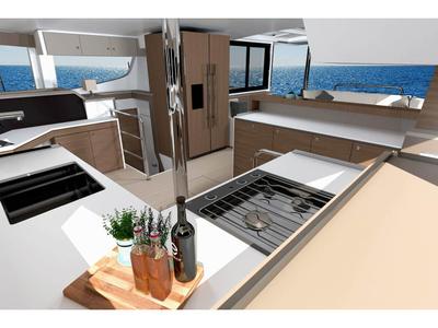 Galley of Blue Diamond, a Bali 4.4 catamaran at Municipal Unit of Lefkada, Greece