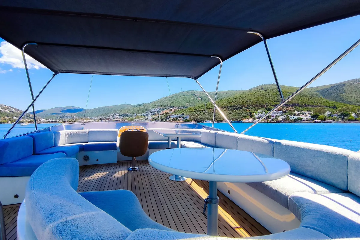 Deck of ZEUS, a Gulet Custom built 183 yacht at Bodrum, Turkey