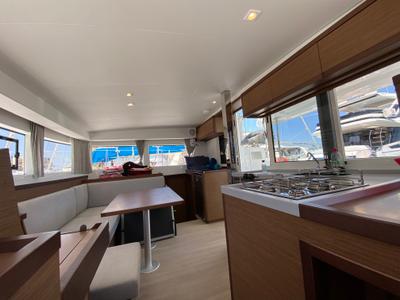 Galley of Eskimo, a Lagoon 40 catamaran at Ibiza, Spain