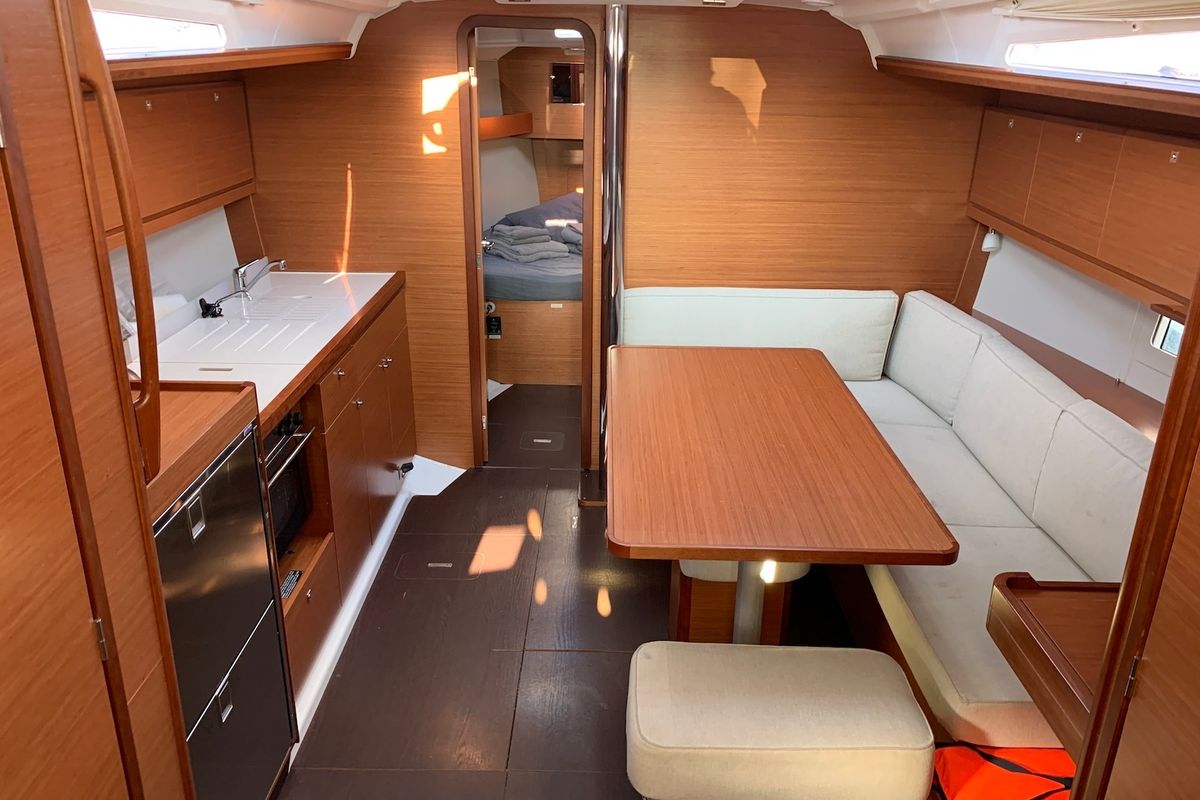 Cabin on Barracuda, a Dufour 390 GL sailboat at Lavreotiki Municipal Unit, Greece