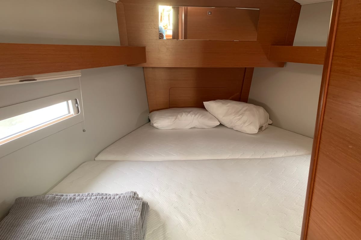 Cabin on Barracuda, a Dufour 390 GL sailboat at Lavreotiki Municipal Unit, Greece