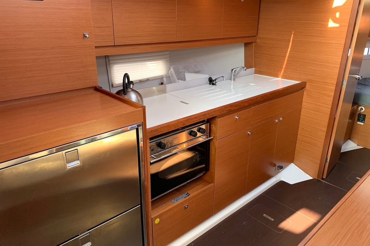 Galley of Barracuda, a Dufour 390 GL sailboat at Lavreotiki Municipal Unit, Greece
