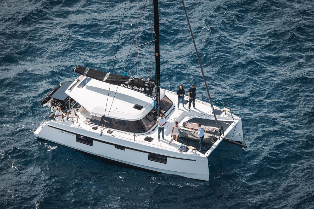 Exterior view of Polé Polé, a Nautitech 40 Open catamaran at Grimaud, France