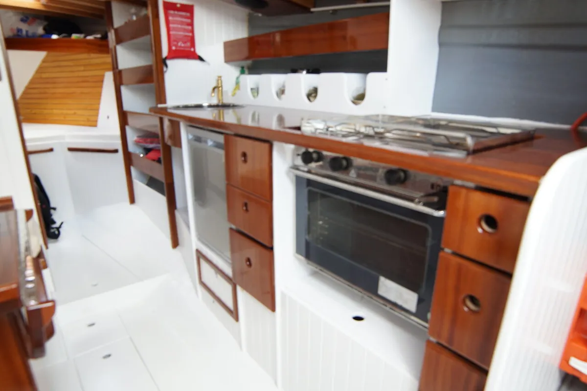Galley of Black Bird, a Unknown Pilot Cutter sailboat at Grad Pula, Croatia