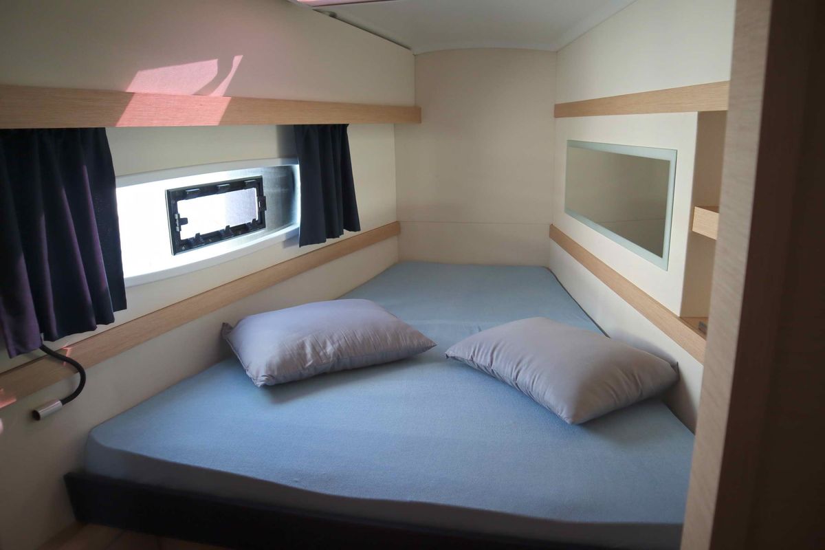 Cabin on ALISA, a Fountaine Pajot Lucia 40 catamaran at Municipal Unit of Lefkada, Greece
