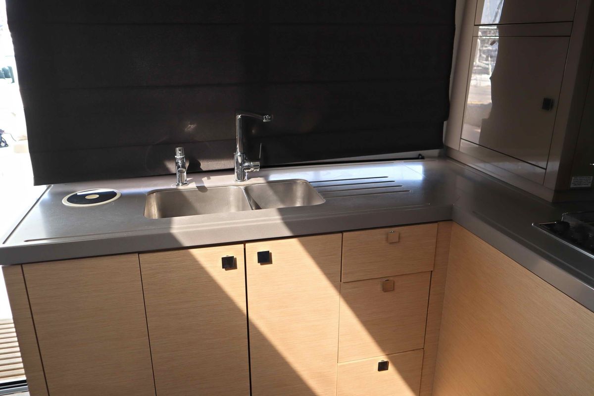 Galley of ALISA, a Fountaine Pajot Lucia 40 catamaran at Municipal Unit of Lefkada, Greece