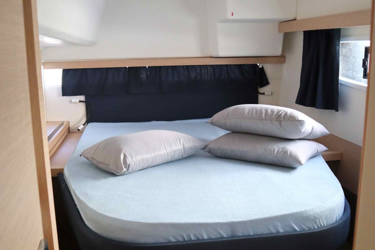 Cabin on ALISA, a Fountaine Pajot Lucia 40 catamaran at Municipal Unit of Lefkada, Greece
