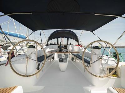 Cockpit of Ema, a Jeanneau Sun Odyssey 42i sailboat at Tribunj, Croatia