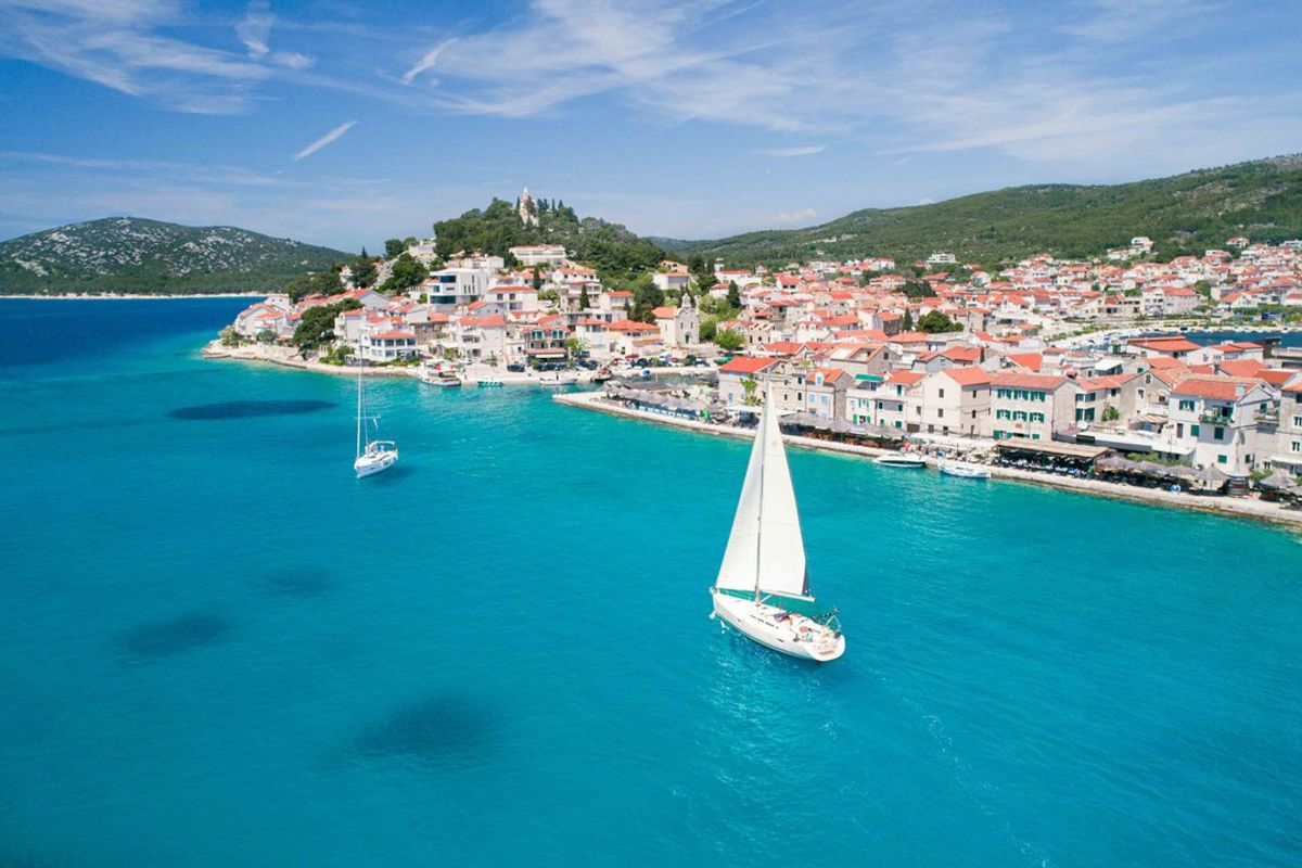 Exterior view of Ema, a Jeanneau Sun Odyssey 42i sailboat at Tribunj, Croatia