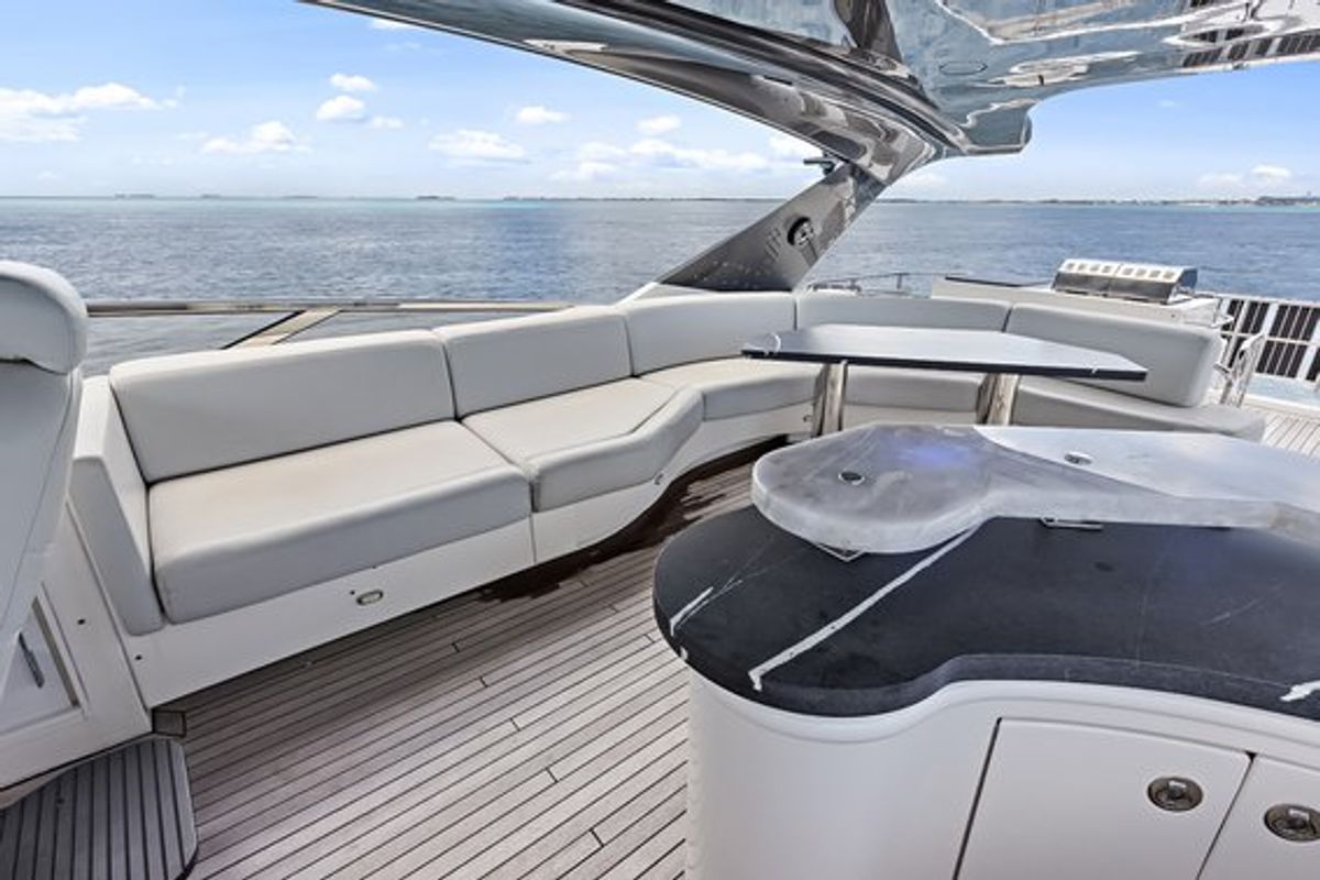 Deck of After Parr T, a Marquis Yachts Marquis 720 Flybridge yacht at Stock Island, United States