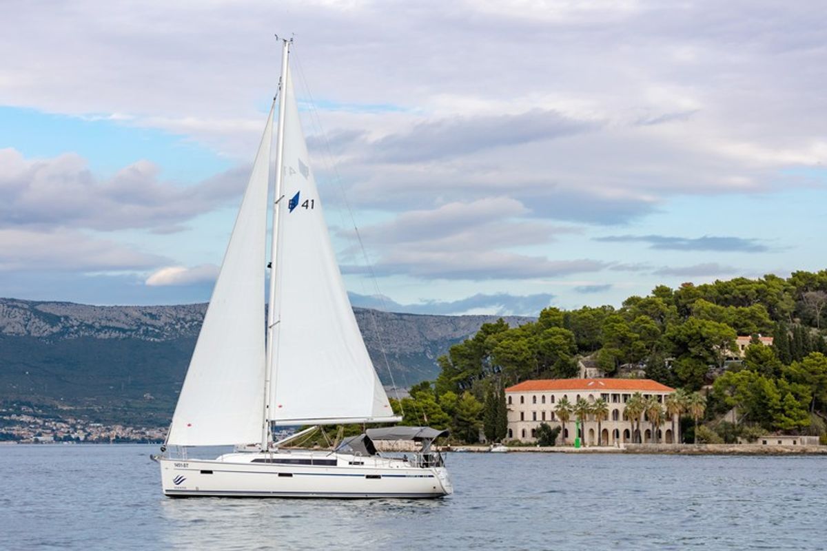 Exterior view of NINA, a Bavaria Cruiser 41 sailboat at Split, Croatia