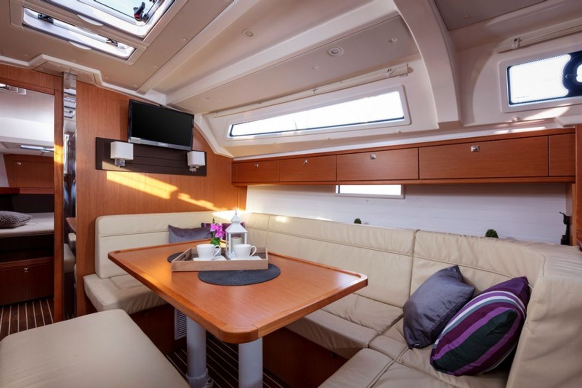 Salon of NINA, a Bavaria Cruiser 41 sailboat at Split, Croatia