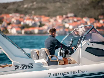 Cockpit of Biba, a Capelli Tempest 1000 OPEN rib at Općina Sukošan, Croatia