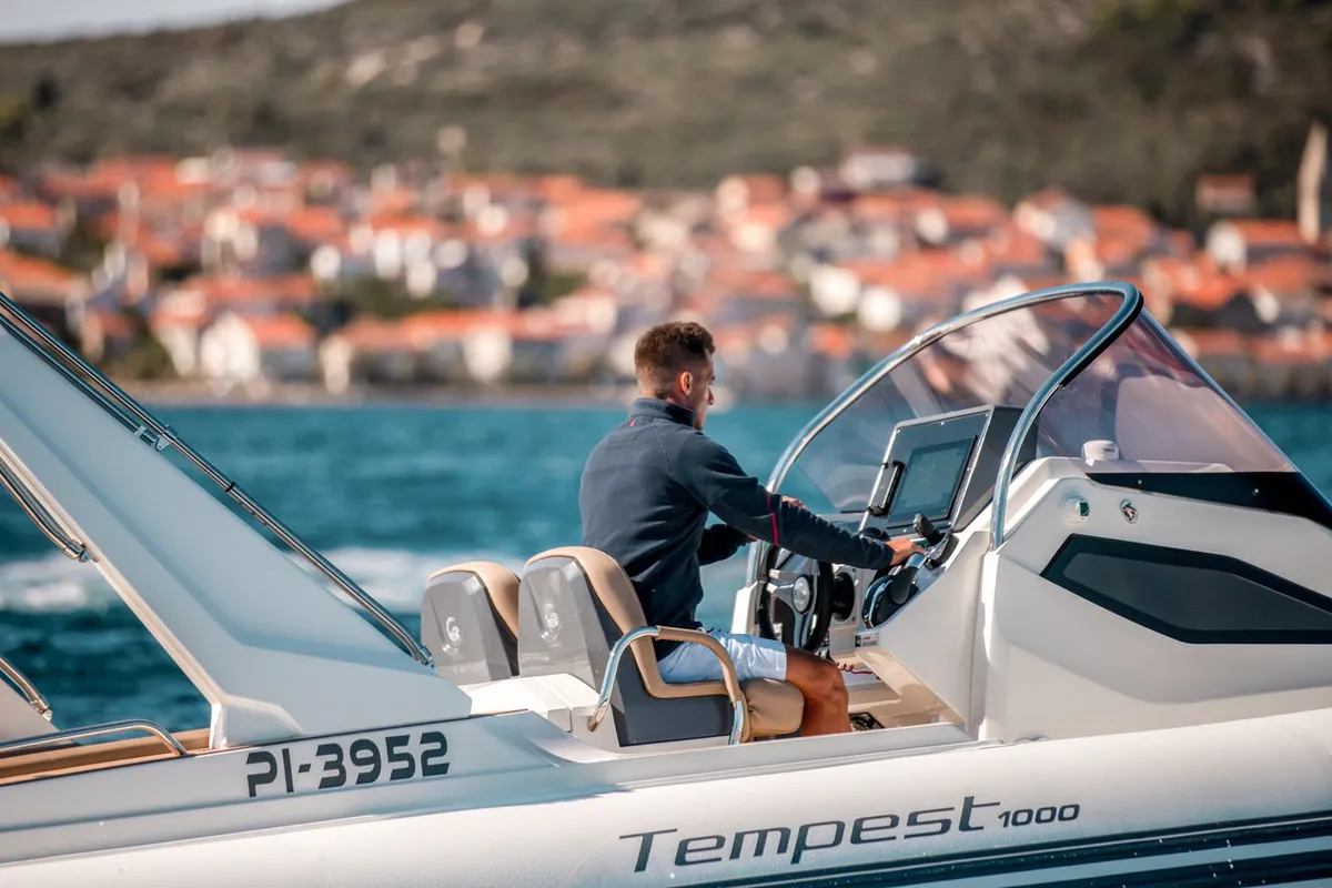 Cockpit of Biba, a Capelli Tempest 1000 OPEN rib at Općina Sukošan, Croatia