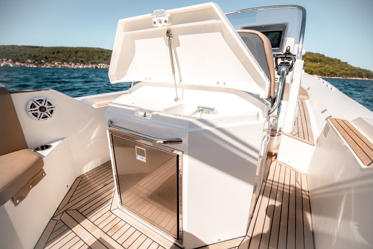 Deck of Biba, a Capelli Tempest 1000 OPEN rib at Općina Sukošan, Croatia