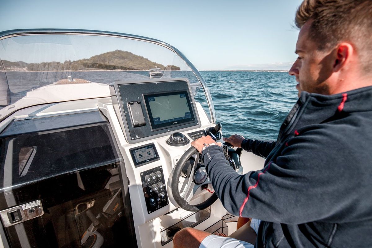 Cockpit of Biba, a Capelli Tempest 1000 OPEN rib at Općina Sukošan, Croatia